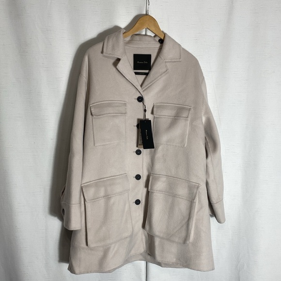 Massimo Dutti Oversized Wool Blend Coat With Pockets Size M - Picture 11 of 17